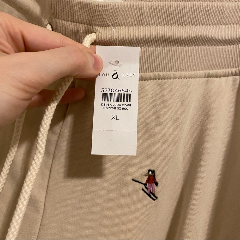 NWT Lou & Grey Tan Winter Pattern Embroidered Jogger Pants size XL - Picture 9 of 12